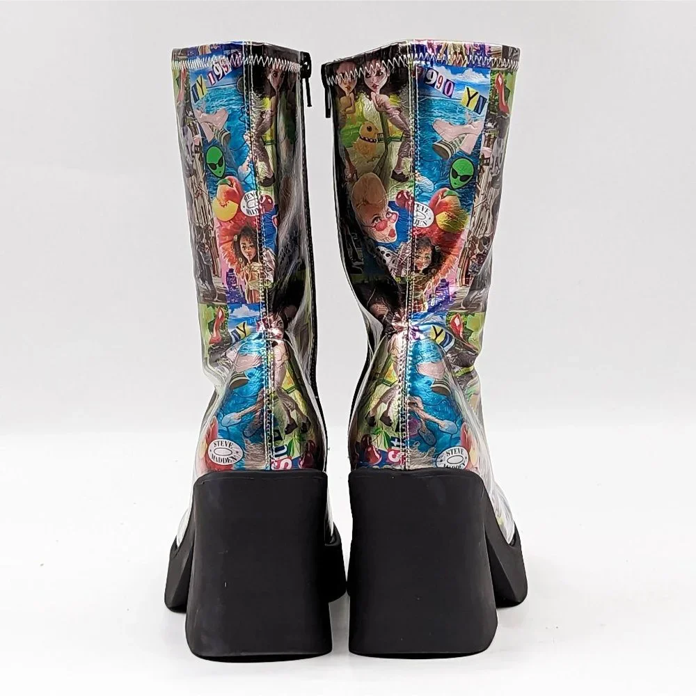 Steve Madden Women Klayton 90's Retro Dolls Chunky Heel Platform Boots Size 8 - Picture 8 of 12